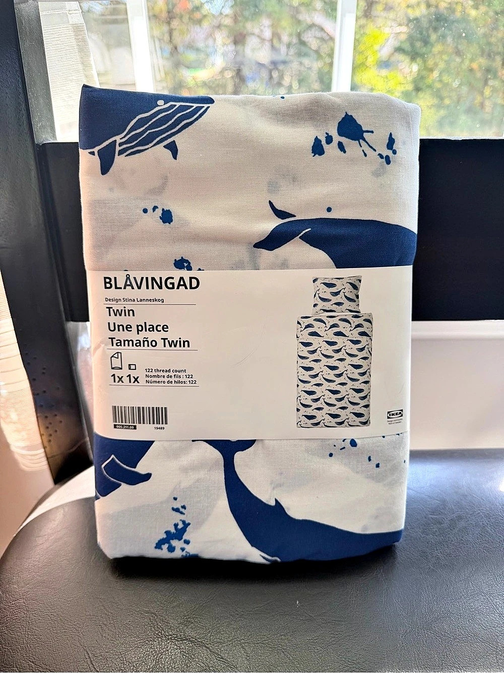 IKEA BLÅVINGAD Duvet Cover and Pillowcase Set, Twin White & Blue